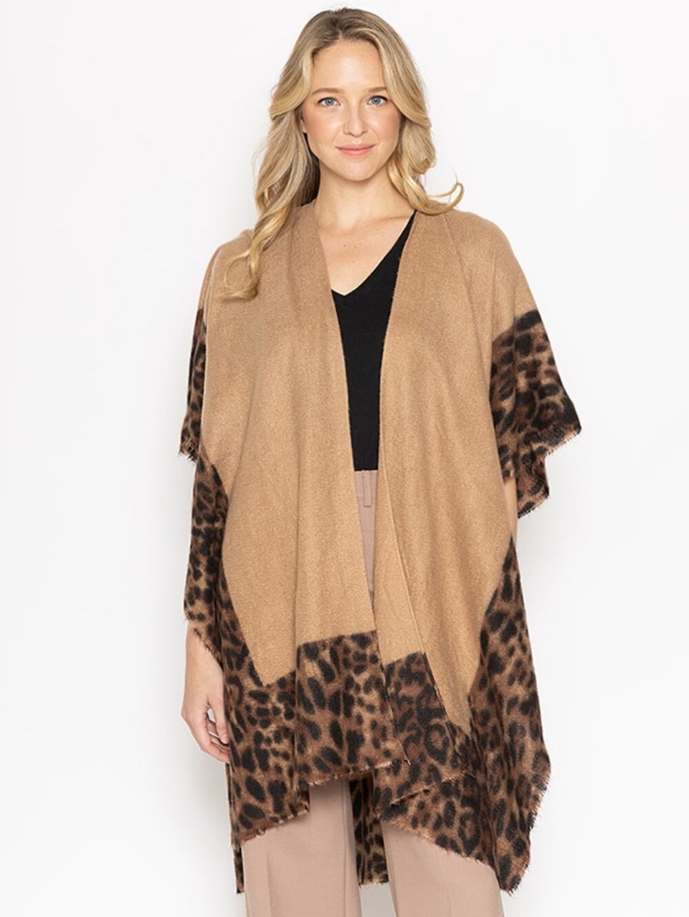 Tan And CHEETAH Woven Leopard Kimono